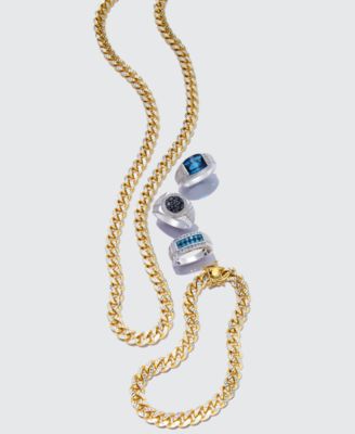 Men's Two-Tone Cuban Link Chain Bracelet in 14k Gold-Plated Sterling Silver and Sterling Silver