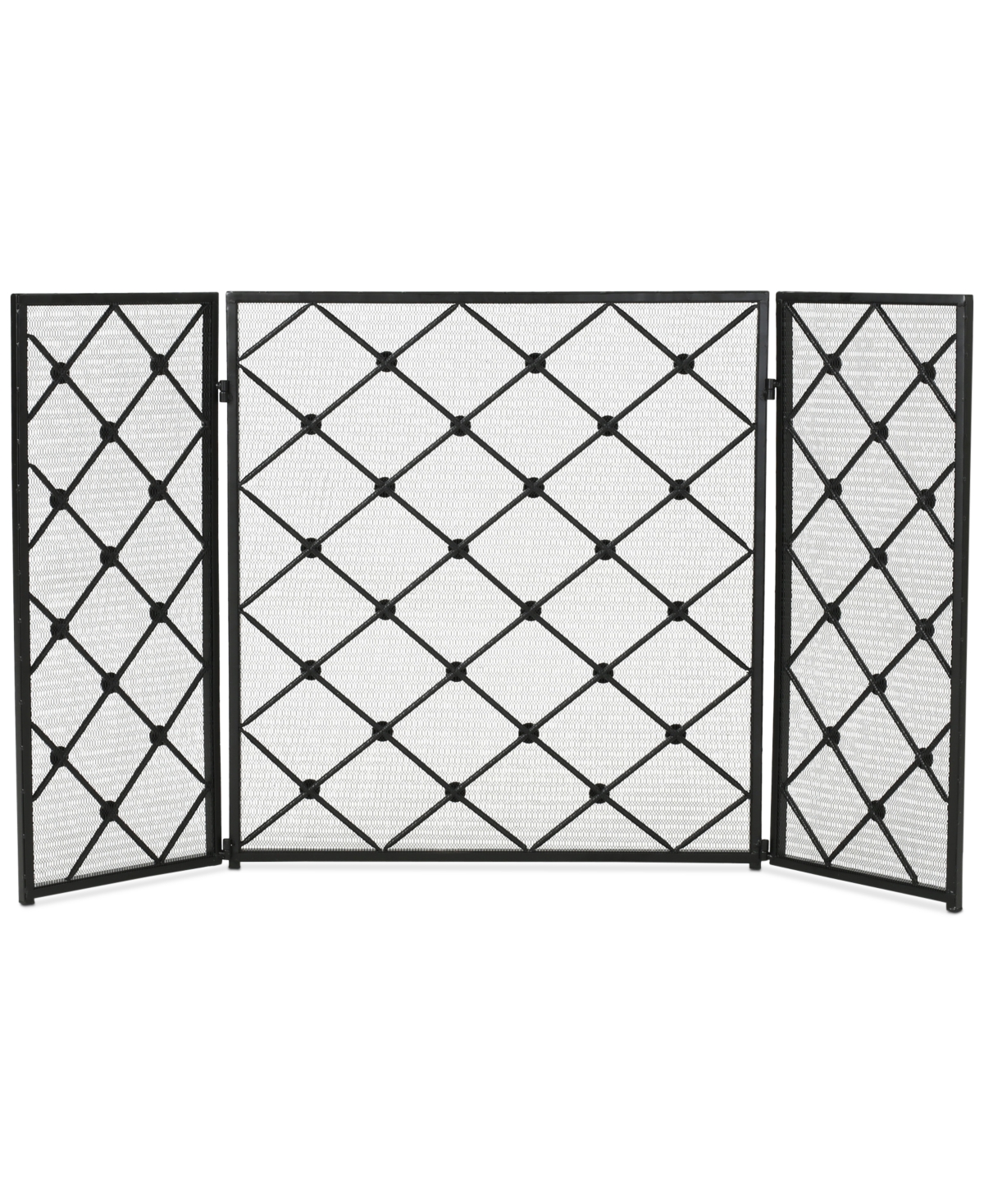 Noble House Three Panel Iron Fireplace Screen In Black
