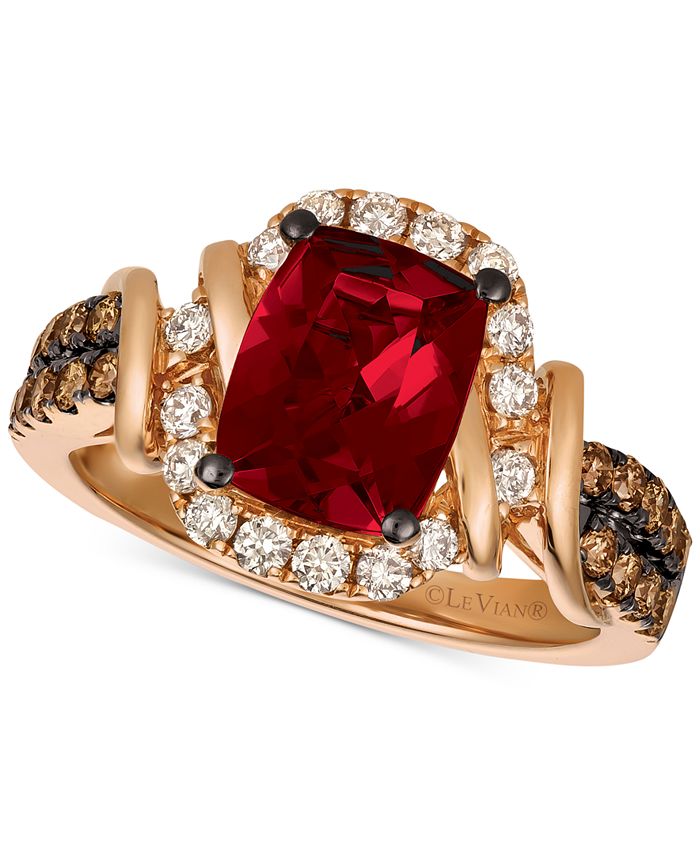 Le Vian Chocolate & Nude™ Raspberry Rhodolite® (1-9/10 ct. .) & Diamond  (5/8 ct. .) Ring in 14k Rose Gold & Reviews - Rings - Jewelry & Watches  - Macy's