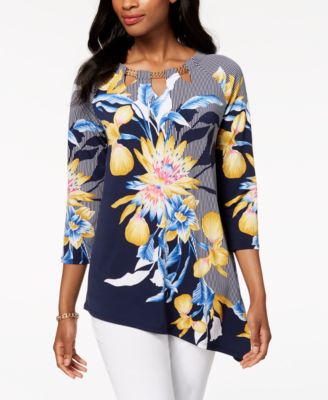 JM Collection - Chain-Trim Asymmetrical-Hem Top, Created for Macy's