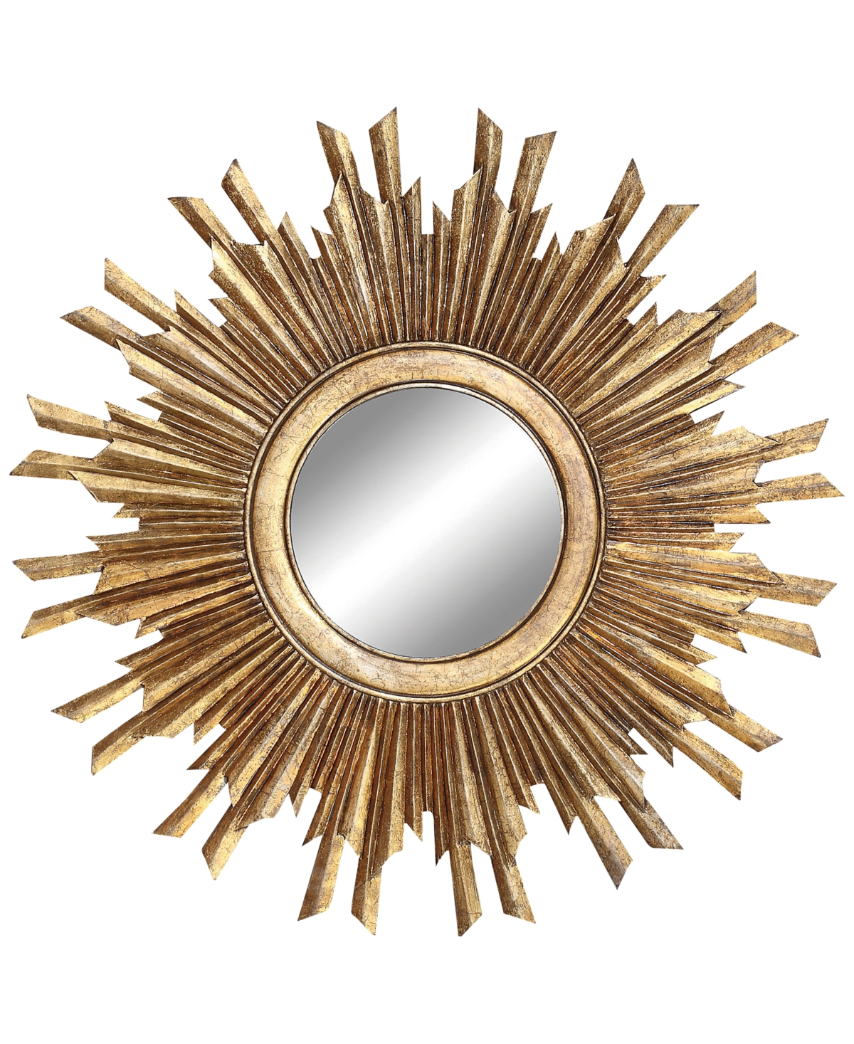 Round Wood Sunburst Wall Mirror, Gold-Tone - Gold