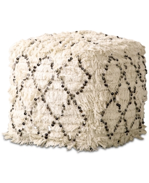 3R Studios White Moroccan Sequined Pouf