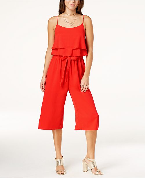 One Clothing Juniors Ruffled Popover Jumpsuit Reviews Macy S