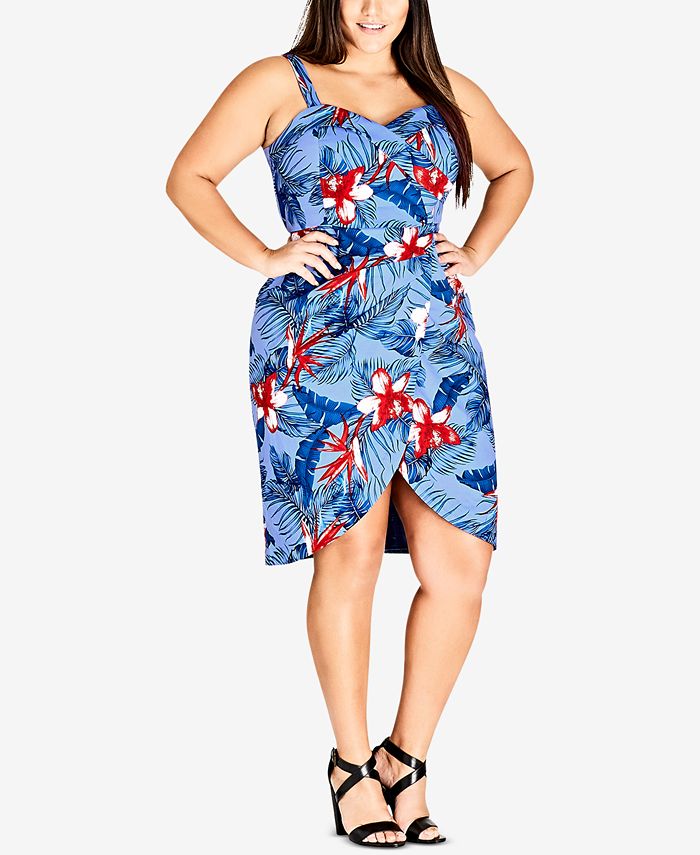 City Chic Trendy Plus Size Hawaiian Love Printed Dress - Macy's