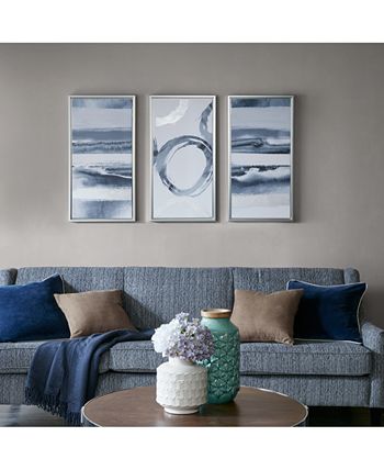 Madison Park - Grey Surrounding 3-Pc. Framed Gel-Coated Canvas Print Set with Silver-Tone Foil