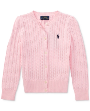 Polo Ralph Lauren Toddler And Little Girls Cable-knit Cotton Cardigan In Hint Of Pink
