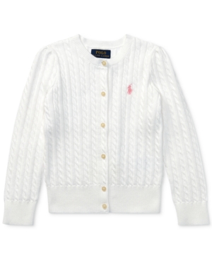 image of Polo Ralph Lauren Toddler Girls Cable-Knit Cotton Cardigan