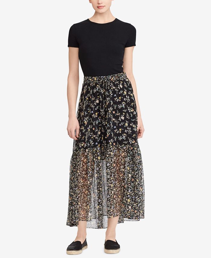 Lauren Ralph Lauren Petite Floral-Print Skirt - Macy's