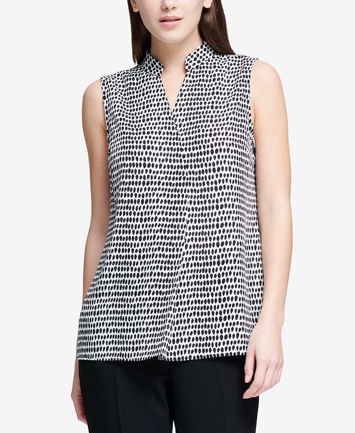 DKNY Printed Split-Neck Shell, Created for Macy's & Reviews - Tops ...
