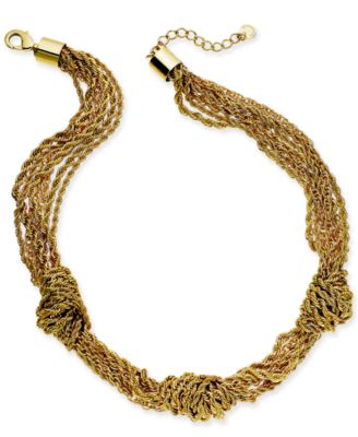 Charter Club - Gold-Tone Multi-Chain Knotted Collar Necklace, 17" + 2" extender