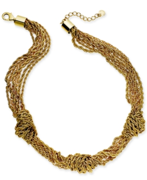 image of Charter Club Gold-Tone Multi-Chain Knotted Collar Necklace, 17