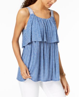 Style & Co - Striped Flounce Top
