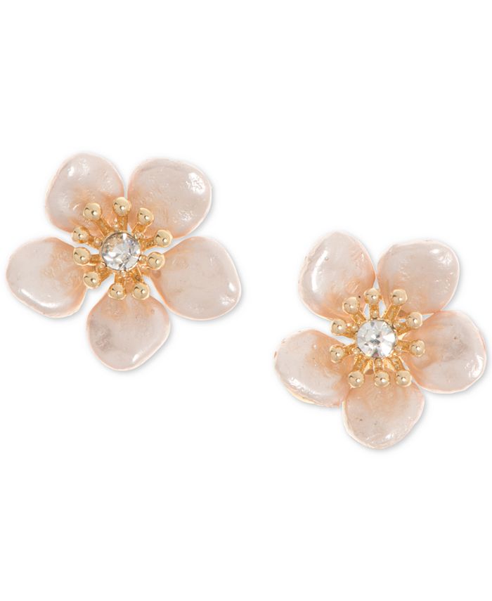 lonna & lilly Gold-Tone Pavé & Imitation Pearl Flower Stud Earrings ...