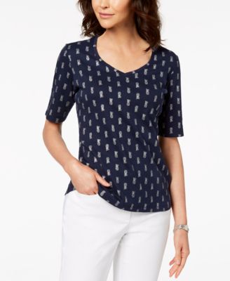 Karen Scott - Metallic Pineapple-Print Top