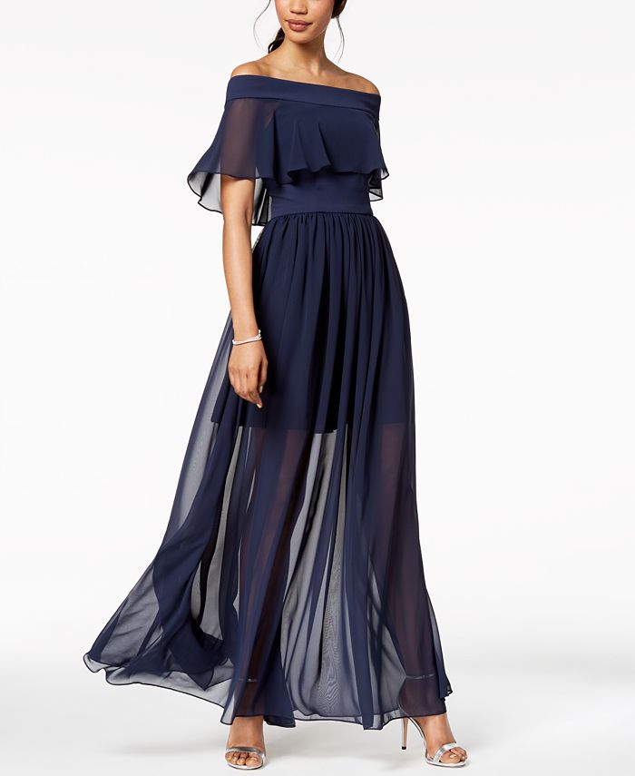 betsy and adam ruffle back gown