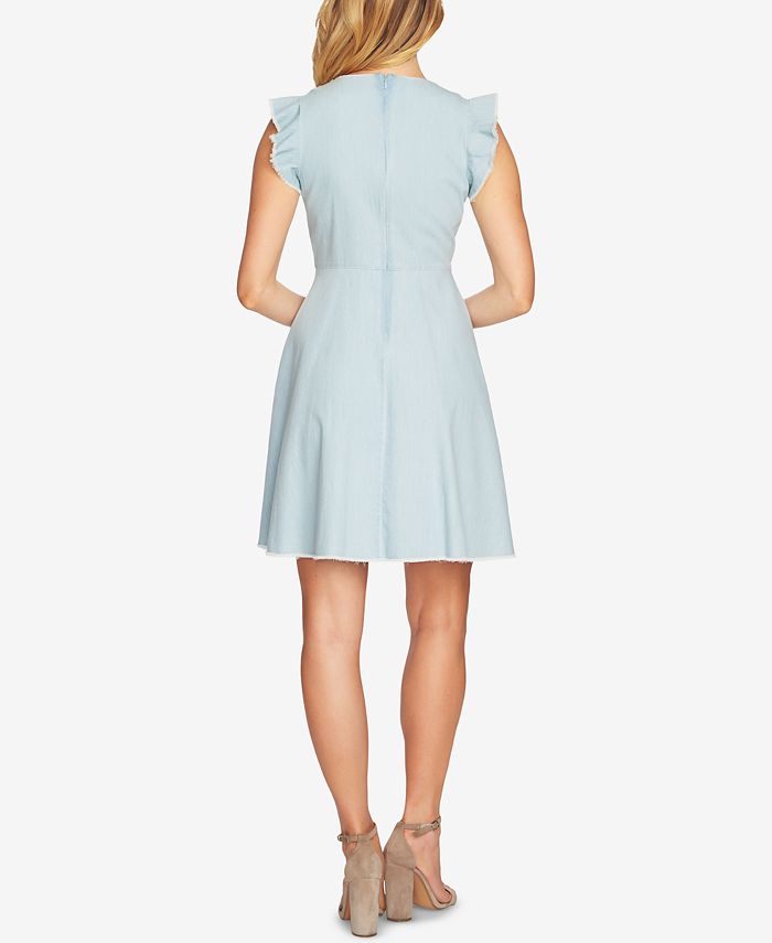 CeCe Cotton Flutter-Sleeve Fit & Flare Dress - Macy's