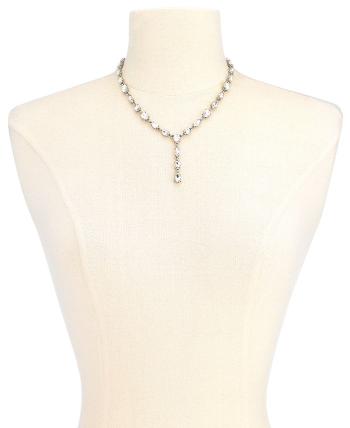 Charter Club Silver-Tone Crystal Lariat Necklace, 17