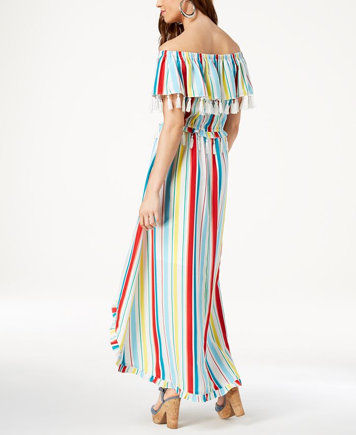 XOXO Juniors' Striped TasselTrimmed HighLow Maxi Dress Macy's