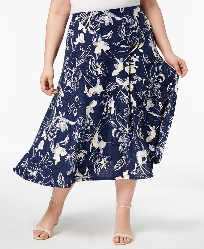 JM Collection Plus Size Jacquard Midi Skirt, Created for Macy's - Macy's