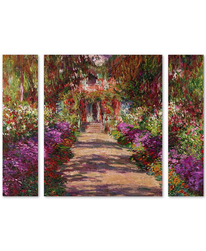 Trademark Global - Claude Monet 'A Pathway in Monet's Garden' Large Multi-Panel Wall Art Set