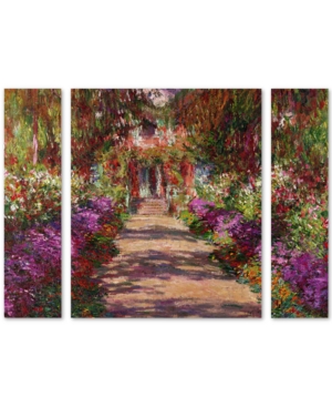 Trademark Global Claude Monet 'a Pathway In Monet's Garden' Large Multi-panel Wall Art Set, 30" X 41"