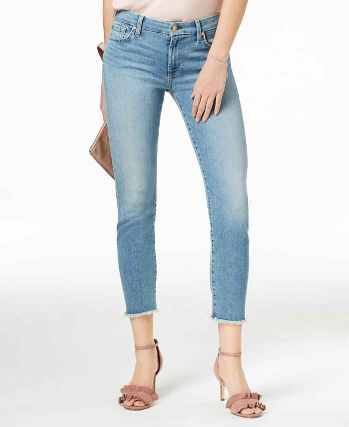 7 For All Mankind Kimmie Frayed Cropped Skinny Jeans - Macy's