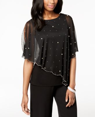 Macy's black dressy tops best sale