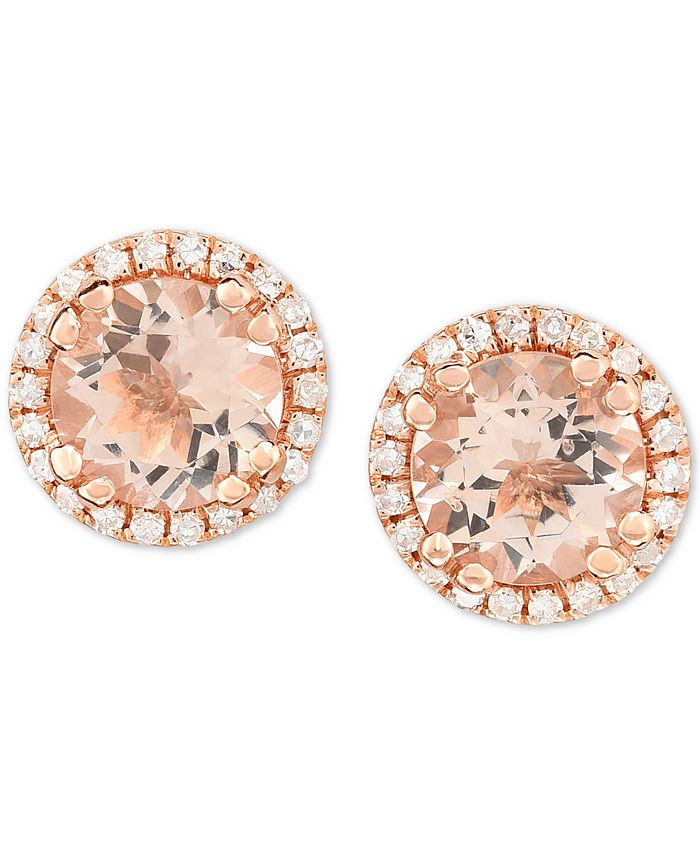 Macy's - Morganite (3/4 ct. t.w.) & Diamond (1/8 ct. t.w.) Stud Earrings in 14k Rose Gold