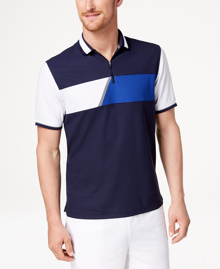 Club Room Men's Colorblocked Zip Polo, Created for Macy's - Macy's