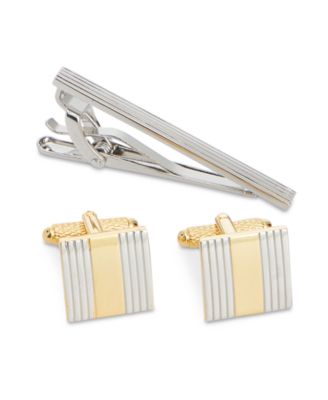 Perry Ellis Portfolio Perry Ellis Men's Classic Cuff Links & Tie Bar ...