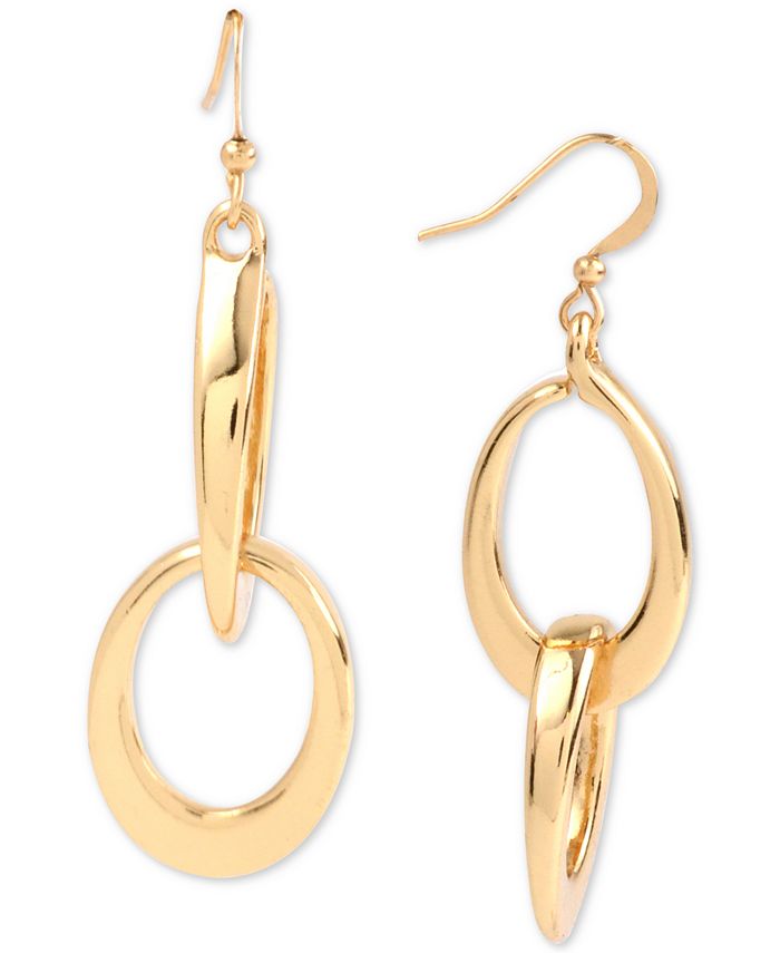Charter Club Gold-Tone Interlocking Oval Ring Drop Earrings, Created ...
