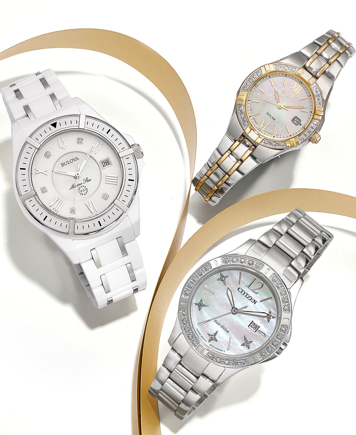 Женские часы Seiko Solar с бриллиантами, браслет из стали, 27 мм — фото 2