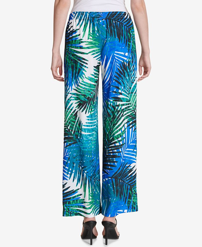 Calvin Klein Printed Wide-Leg Pants - Macy's