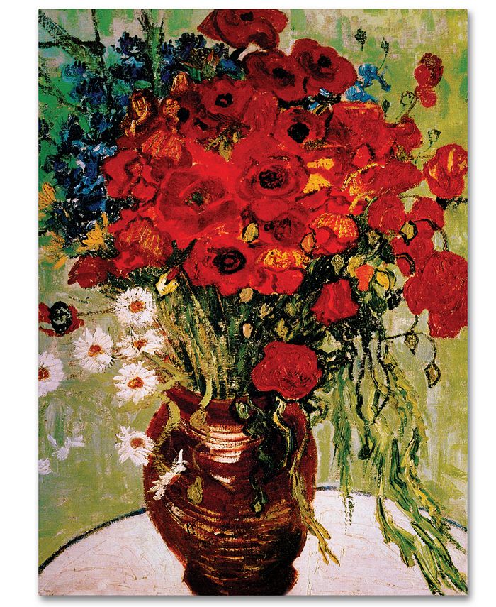 Trademark Global - Vincent van Gogh Vase with Daisies and Poppies 35" x 47" Canvas Art Print