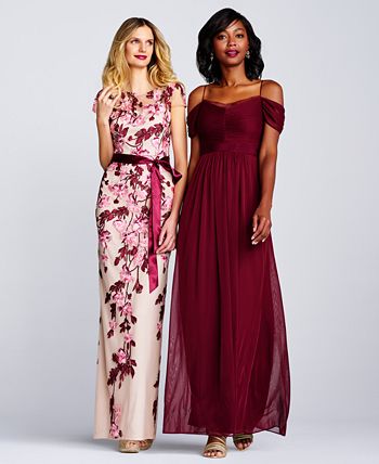 Adrianna papell embroidered 2025 floral mesh gown