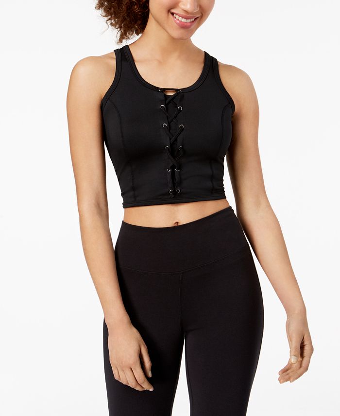 Material Girl Active Juniors' LaceUp Racerback Sports Bra, Created for