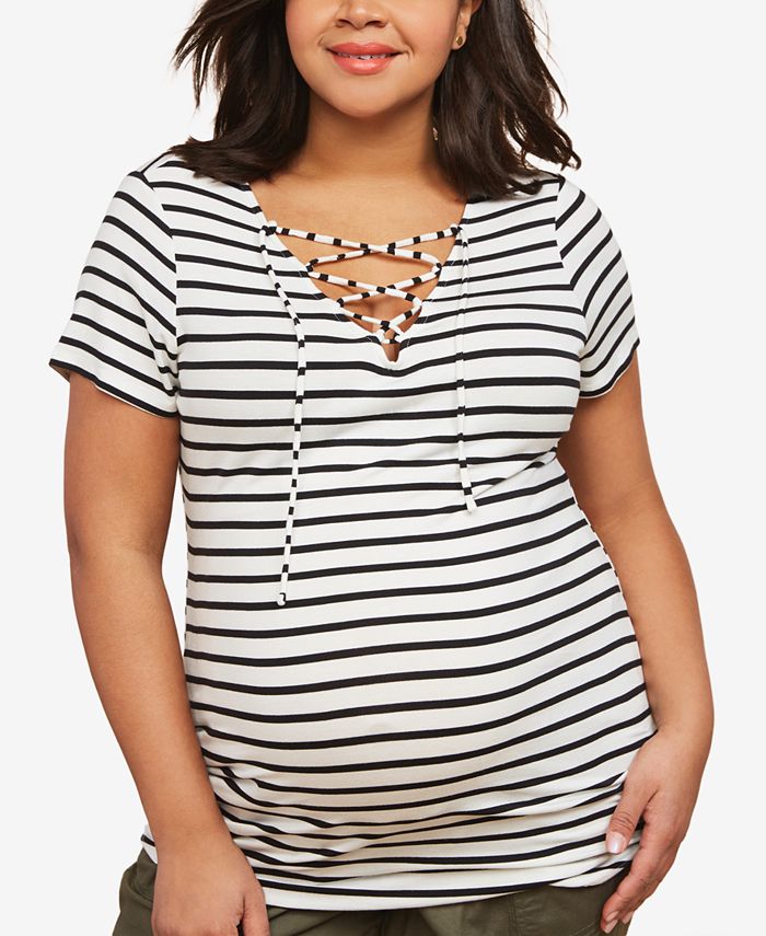 Motherhood Maternity Plus Size Ruched LaceUp Top Macy's