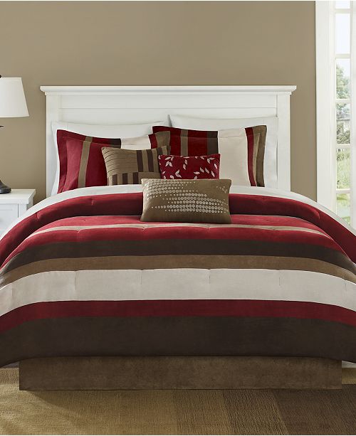 Madison Park Boulder Stripe 7 Pc Faux Suede King Comforter Set