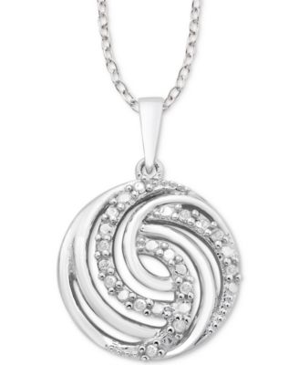 Macy's - Diamond Swirl 18" Pendant Necklace (1/10 ct. t.w.) in Sterling Silver