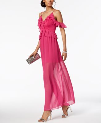BCBGeneration - Ruffled Cold-Shoulder Maxi Dress