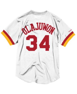 Mitchell Ness Men s Hakeem Olajuwon Houston Rockets Name and Number Mesh Crewneck Jersey Macy s