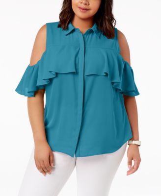 NY Collection - Plus Size Cold-Shoulder Blouse