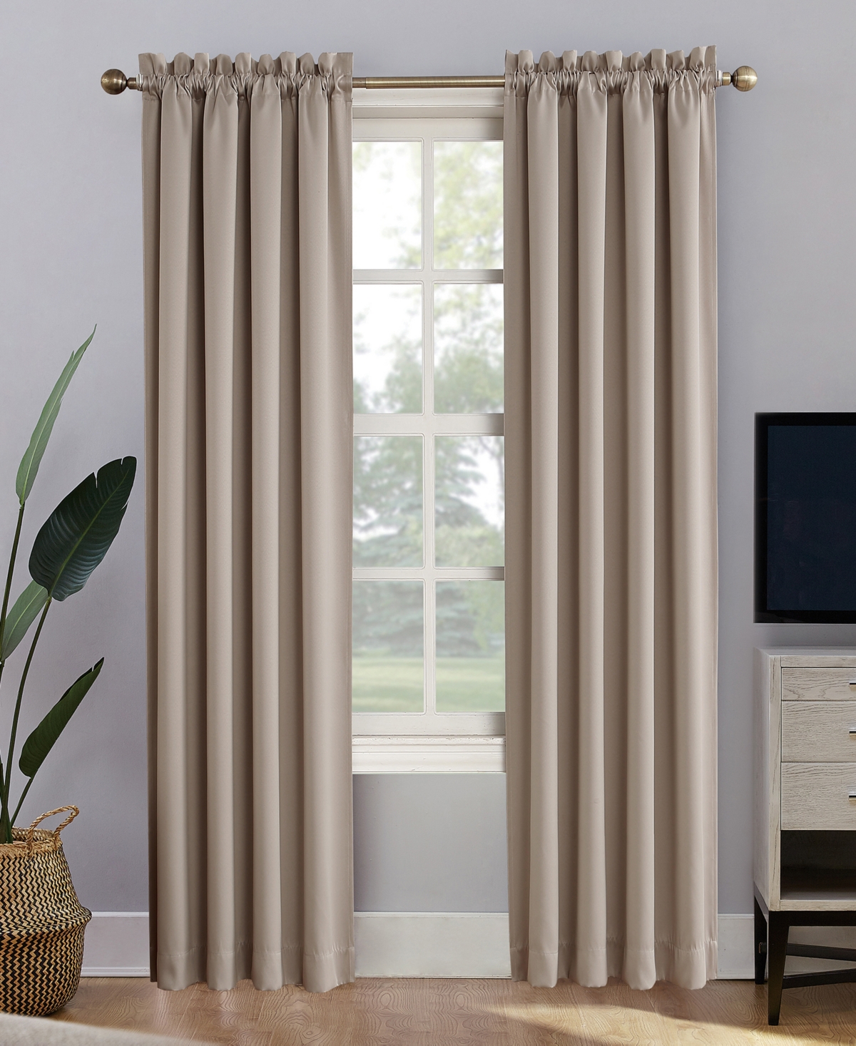 Oslo Theater Grade Extreme 100% Blackout Rod Pocket Curtain Panel - Pearl