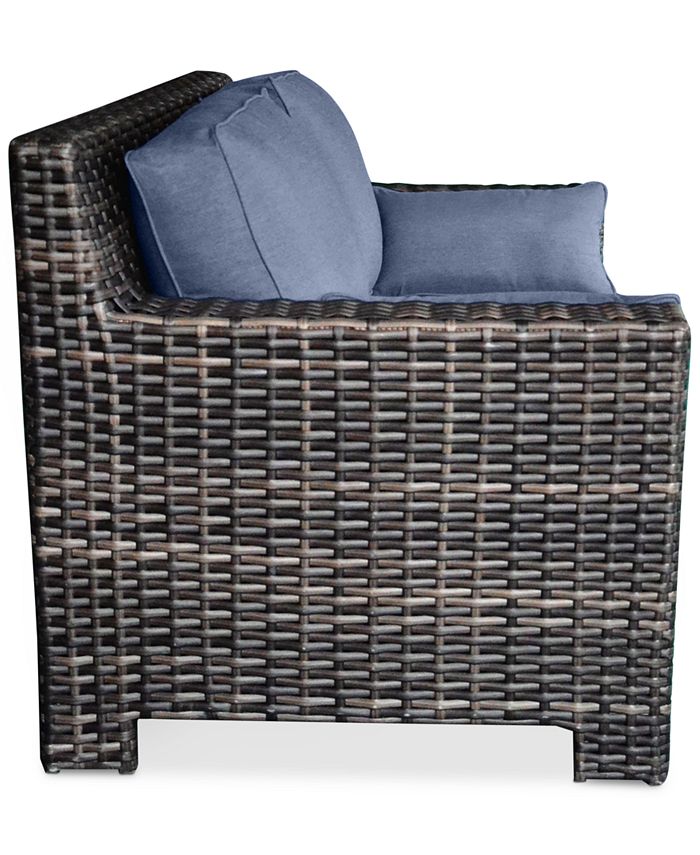 Furniture CLOSEOUT! Viewport Wicker Outdoor Loveseat with Sunbrella ...