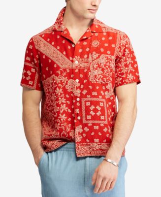 Indígena combinar Dirigir Polo Ralph Lauren Men's Bandana Print Classic-Fit Short-Sleeve Shirt -  Macy's