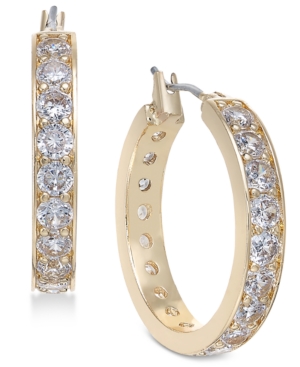 image of Charter Club Gold-Tone Crystal Small Hoop Earrings s, Created for Macy-s