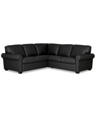 Orid 2-Pc. "L"-Shaped Leather Roll Arm Sectional