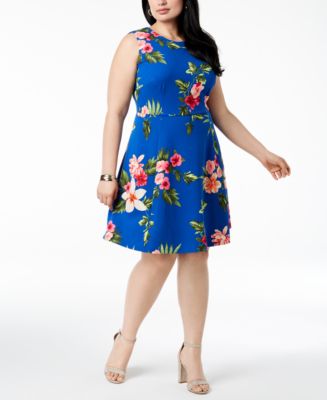 Jessica Howard Plus Size Hawaiian-Print A-Line Dress - Macy's