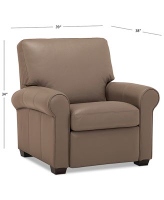 Orid 36" Leather Roll Arm Pushback Recliner