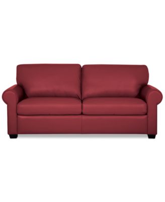 Orid 77" Leather Roll Arm Apartment Sofa